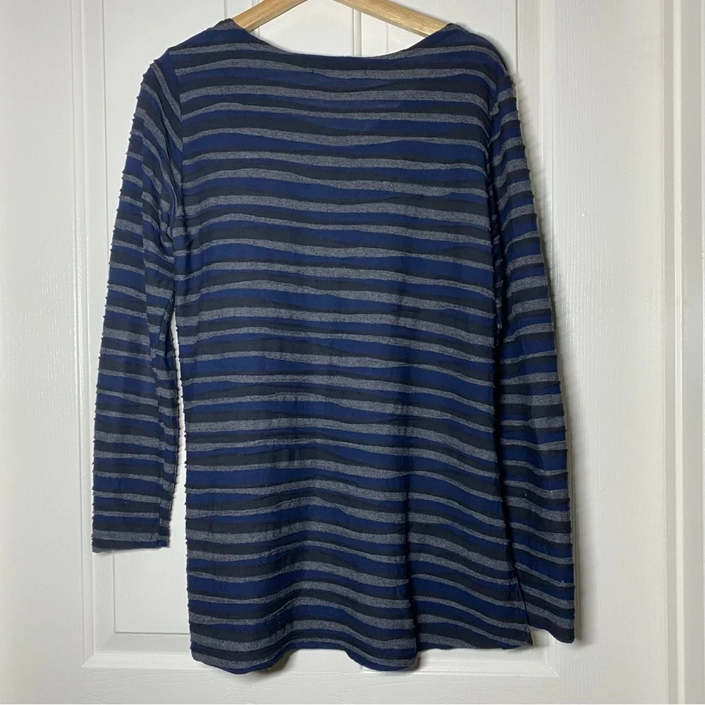 Cut Loose Lagenlook Stripe Textured Long Sleeve Crewneck Shirt Top Size Medium M